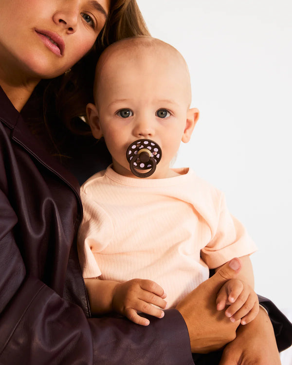 Bibs Dummies - Studio Polka Pink / Mocha - Size One - Bibs Denmark