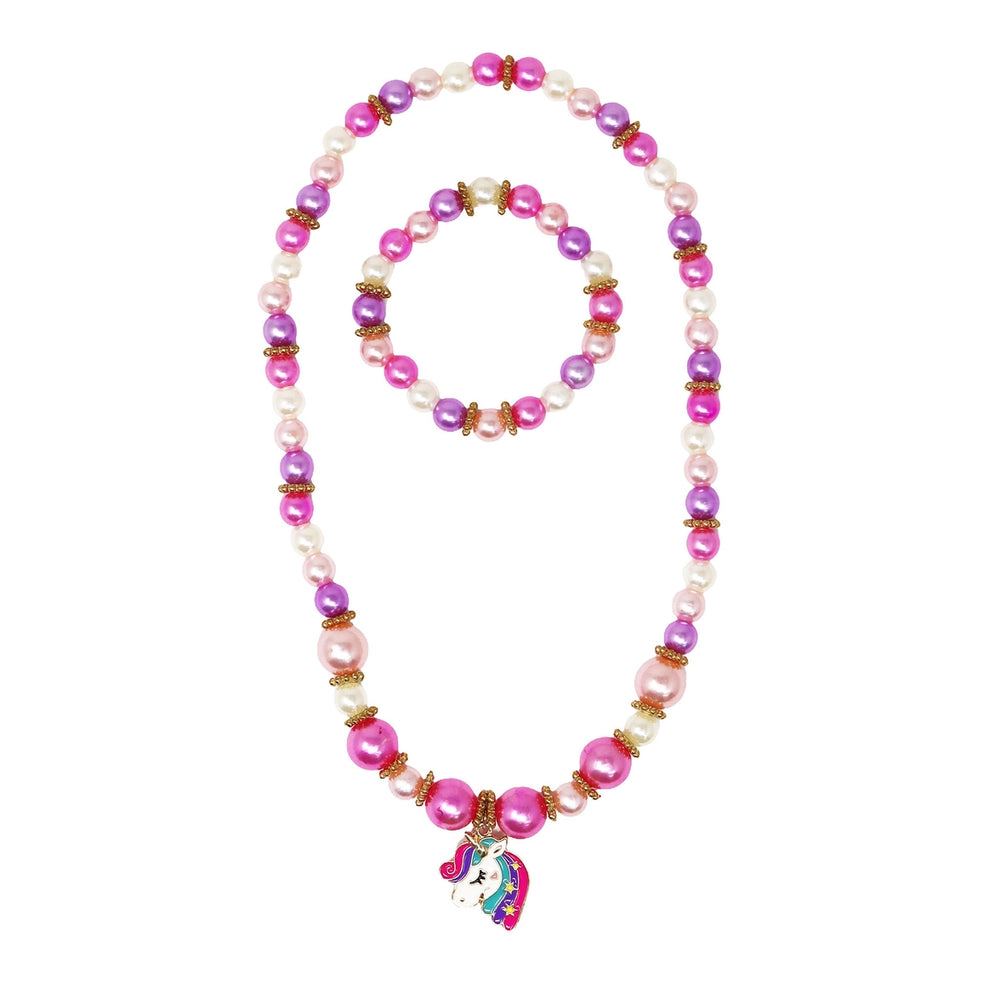 Unicorn Necklace & Bracelet Set - Pink Poppy