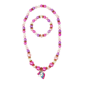 Unicorn Necklace & Bracelet Set - Pink Poppy