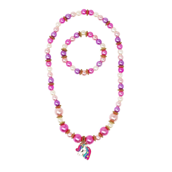 Unicorn Necklace & Bracelet Set - Pink Poppy