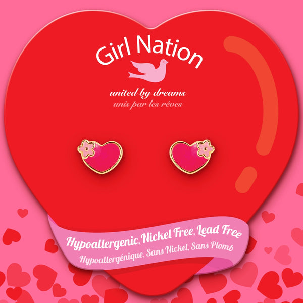 Hearts and Flowers Cutie Stud Earrings - Girl Nation