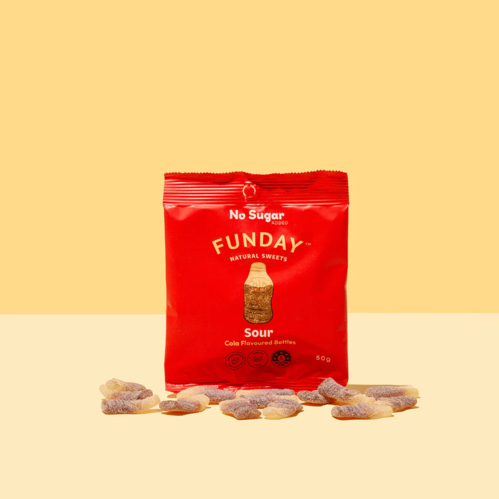 Sour Cola Flavoured Gummy Bottles 50g  - Funday Natural Sweets