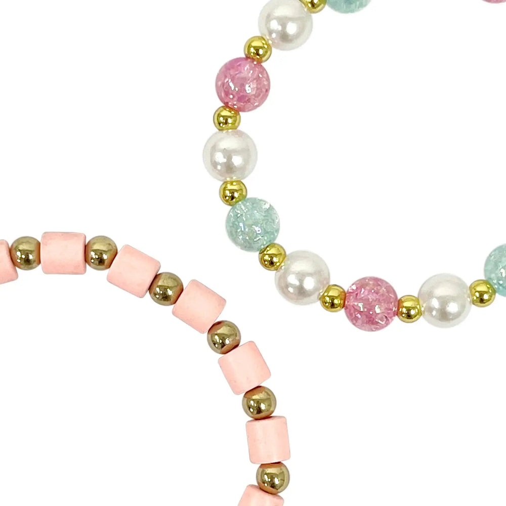Pink and Gold Bracelet Set - Pink Poppy