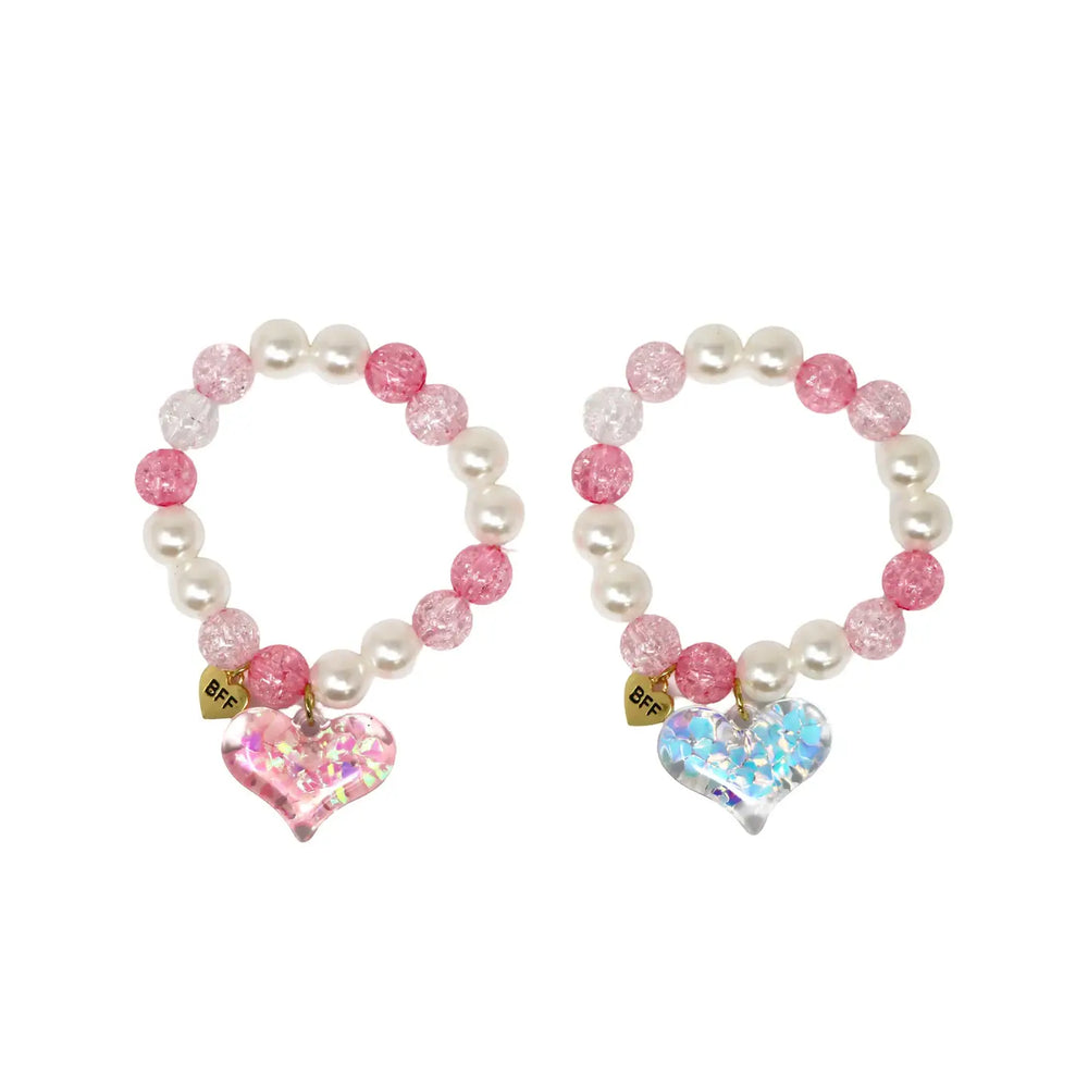 Bff Confetti Heart Bracelet Set - Pink Poppy