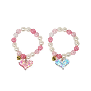 Bff Confetti Heart Bracelet Set - Pink Poppy