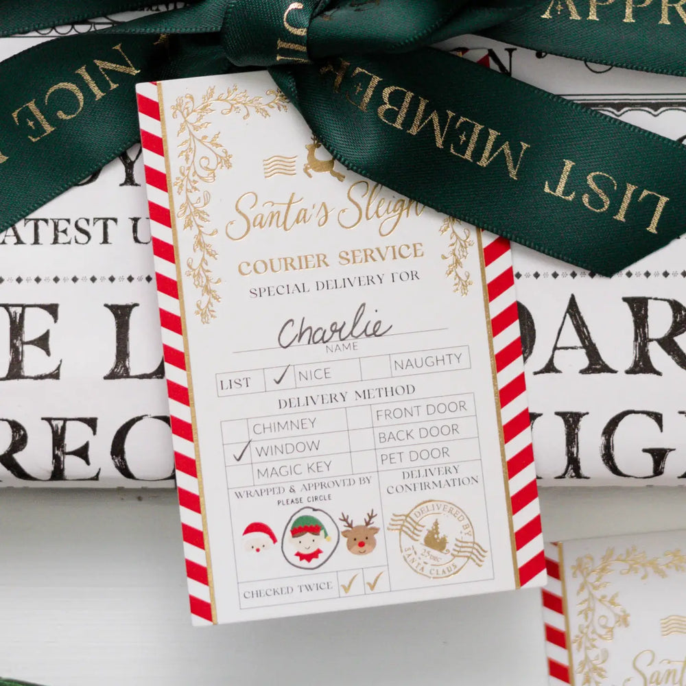 Santa's Sleigh Express Christmas Gift Tags - Set of 6 - Black Bow Studio