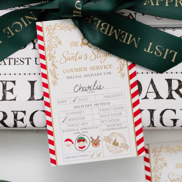 Santa's Sleigh Express Christmas Gift Tags - Set of 6 - Black Bow Studio