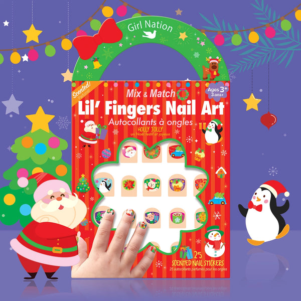Holly Jolly Cutie Stick-On Earring and Nail Sticker Gift Set - Girl Nation