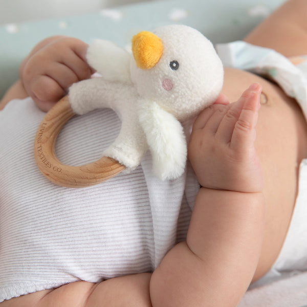 Teething Ring & Dummy Chain Gift Set - Goosey Goosey - Living Textiles