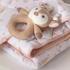 Ava the Fawn Knitted Rattle - Living Textiles