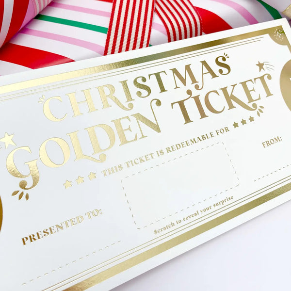 Scratch-Off Christmas Golden Ticket Gift Voucher - Black Bow Studio