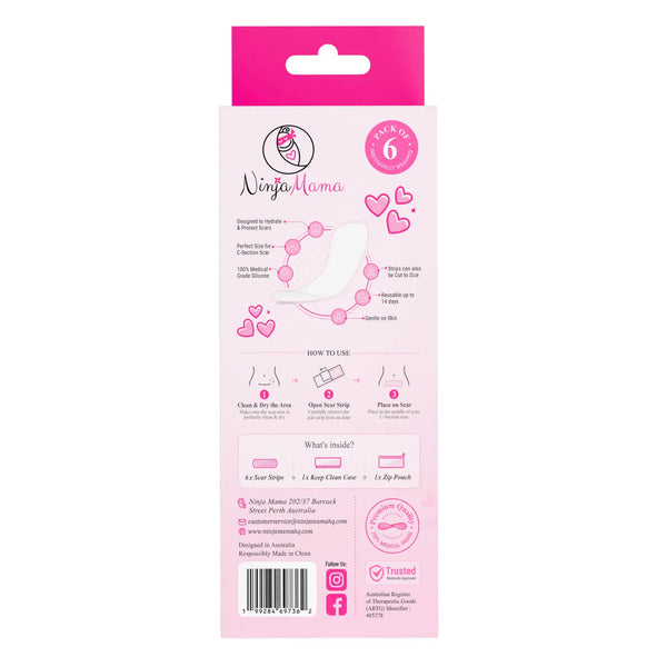 Transparent C-Section Silicone Scar Strips - Pack of 6 - Ninja Mama