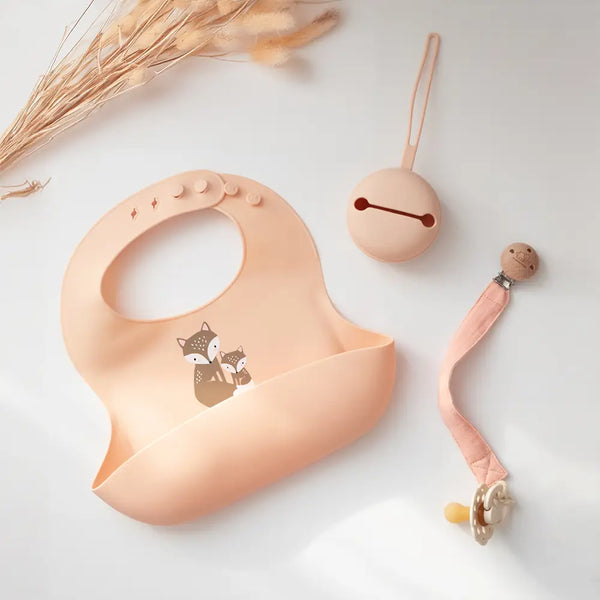 Silicone Bib - Fox/Blush - Living Textiles