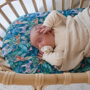 Waterproof Bassinet Sheet - Jungle Palms - Bambella Designs DISCOUNTED