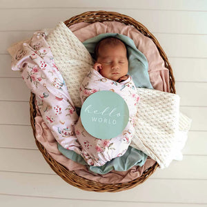 Alice’s Tea Party Organic Jersey Wrap & Topknot Set - Snuggle Hunny