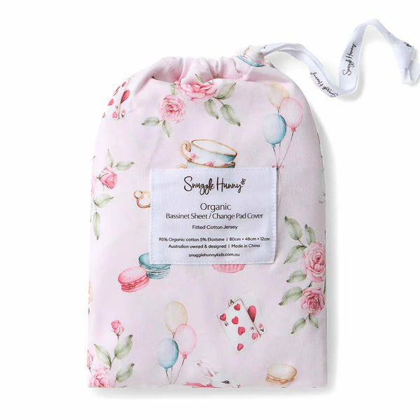 Alice’s Tea Party Organic Bassinet Sheet / Change Pad Cover - Snuggle Hunny