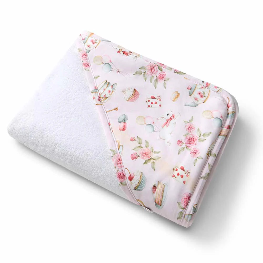 Alice’s Tea Party Organic Hooded Baby Towel - Snuggle Hunny