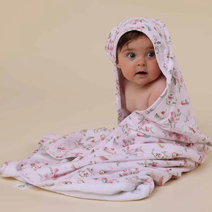 Alice’s Tea Party Organic Hooded Baby Towel - Snuggle Hunny