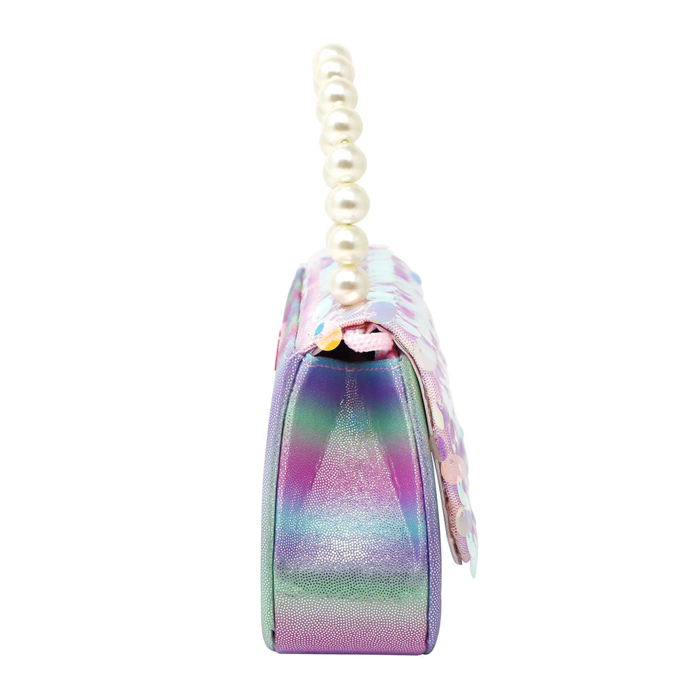 Shimmering Mermaid Sequin Hard Handbag - Pink Poppy