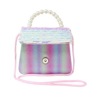 Shimmering Mermaid Sequin Hard Handbag - Pink Poppy