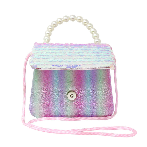 Shimmering Mermaid Sequin Hard Handbag - Pink Poppy