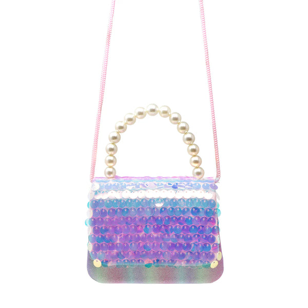 Shimmering Mermaid Sequin Hard Handbag - Pink Poppy