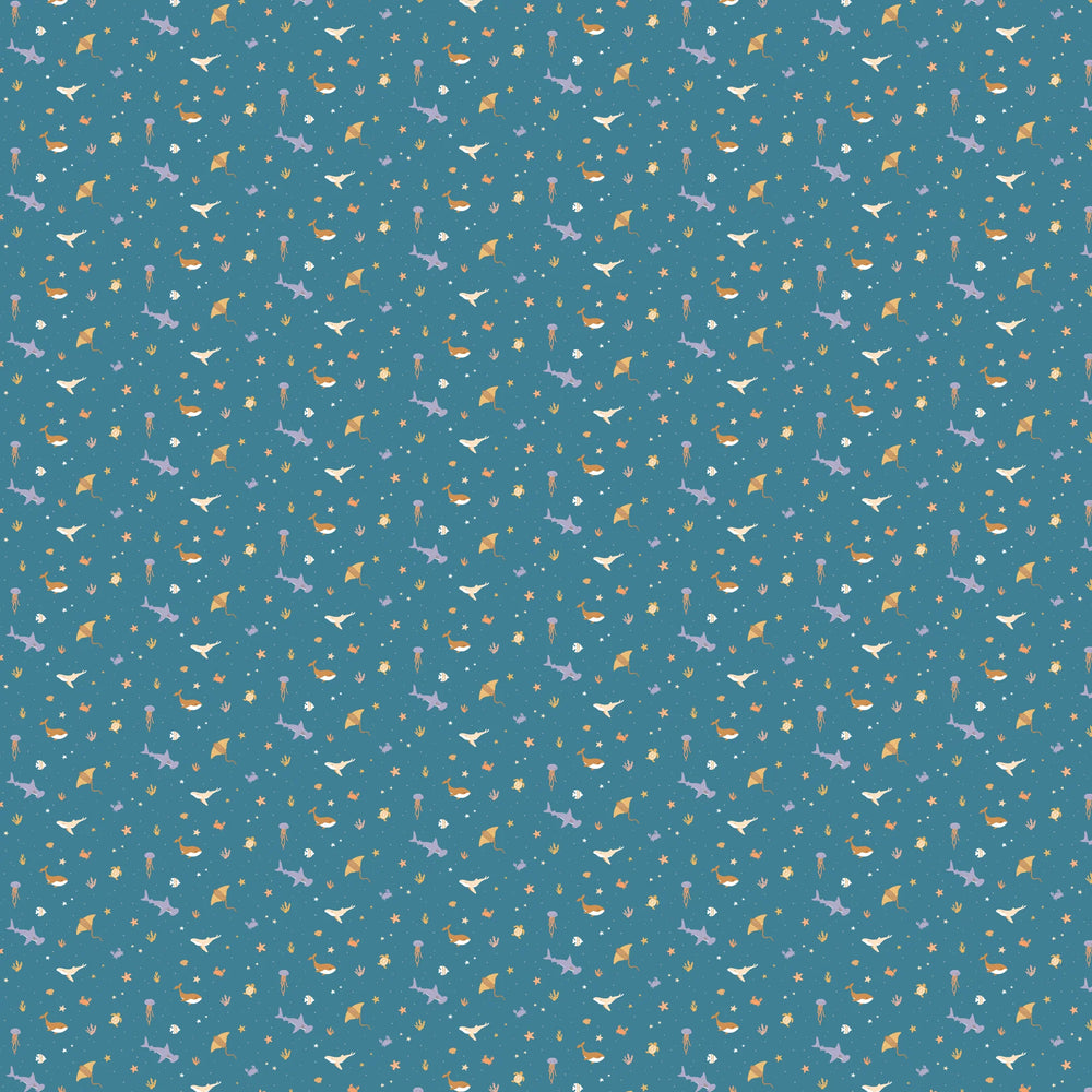 Ocean Creatures Marine Organic Fitted Bassinet Sheet/Change Pad Cover - Fox & Fallow - DISCOUNTED