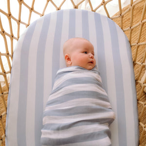 Cloud Stripe Organic Muslin Wrap Swaddle - Fox & Fallow
