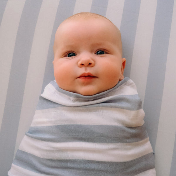 Cloud Stripe Organic Muslin Wrap Swaddle - Fox & Fallow