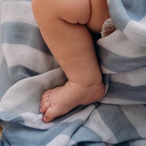 Cloud Stripe Organic Muslin Wrap Swaddle - Fox & Fallow