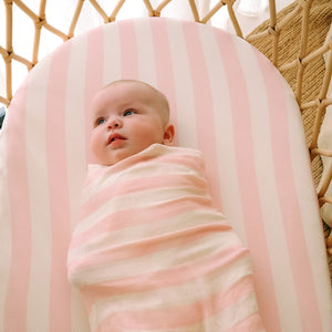 Petal Stripe Organic Muslin Wrap Swaddle - Fox and Fallow