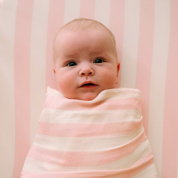 Petal Stripe Organic Muslin Wrap Swaddle - Fox and Fallow