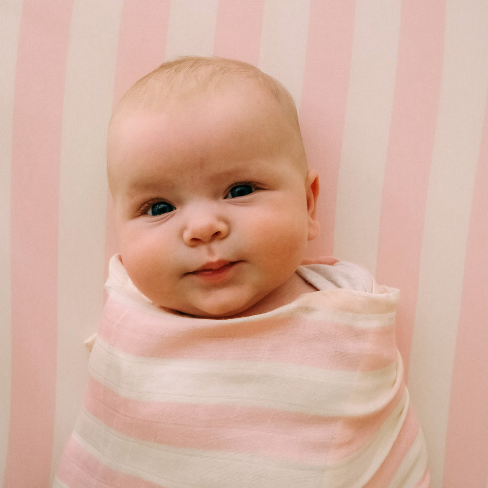 Petal Stripe Organic Muslin Wrap Swaddle - Fox and Fallow