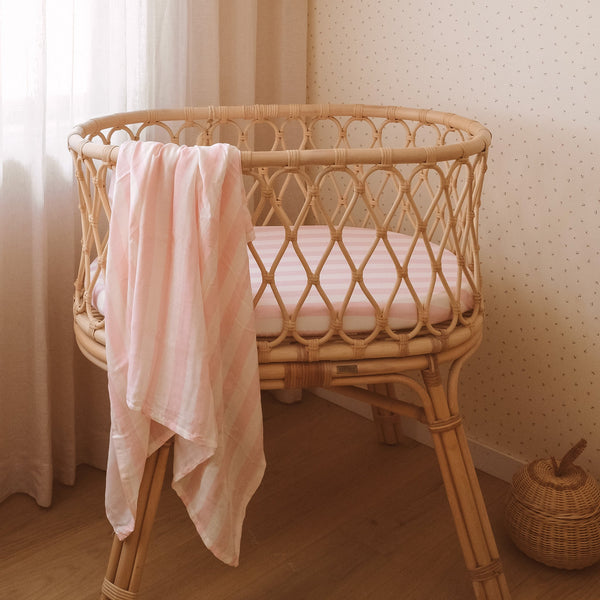 Petal Stripe Organic Muslin Wrap Swaddle - Fox and Fallow