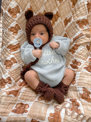 Little Brother - Long Sleeve Knit Romper - Powder Blue - Blossom & Pear