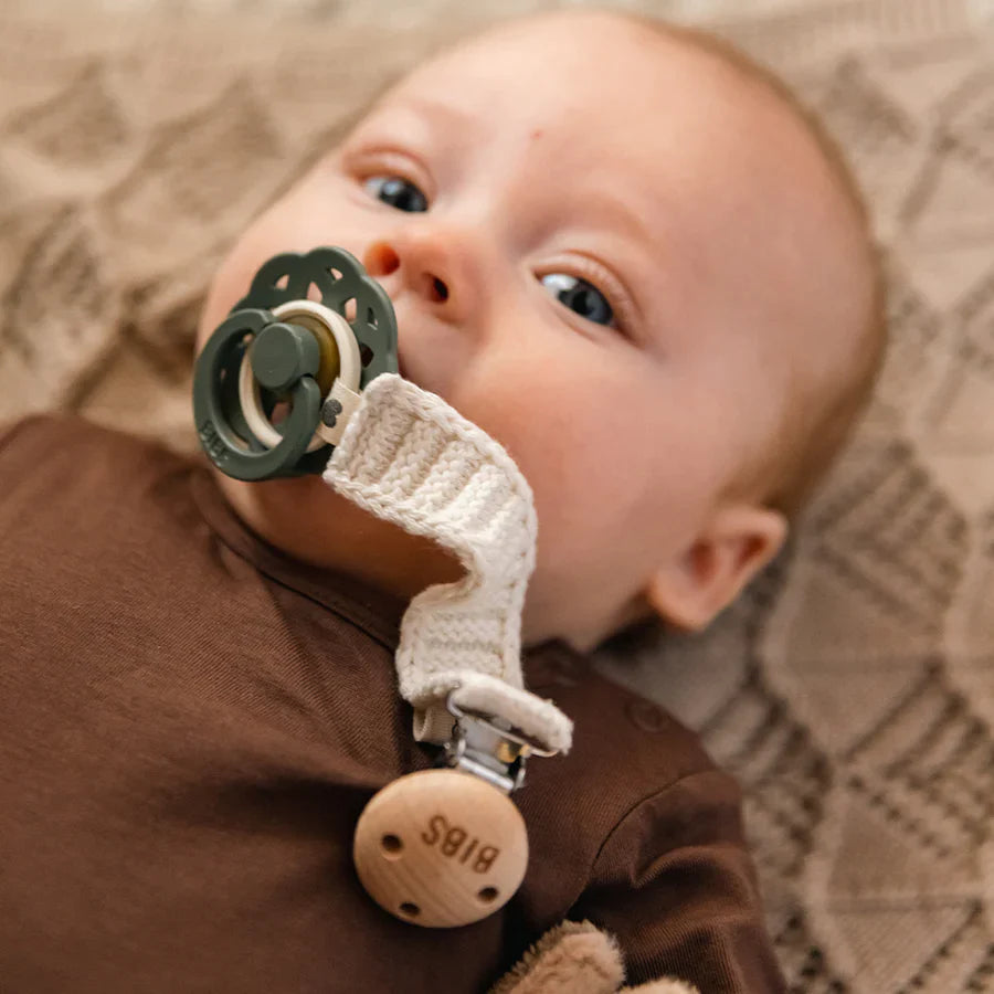 BIBS Knit Pacifier Clip - Ivory - BIBS Denmark