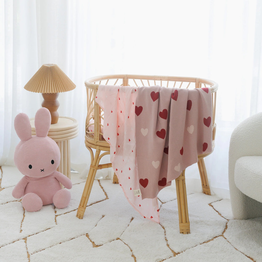 Little Hearts Muslin Wrap Swaddle - Fox & Fallow