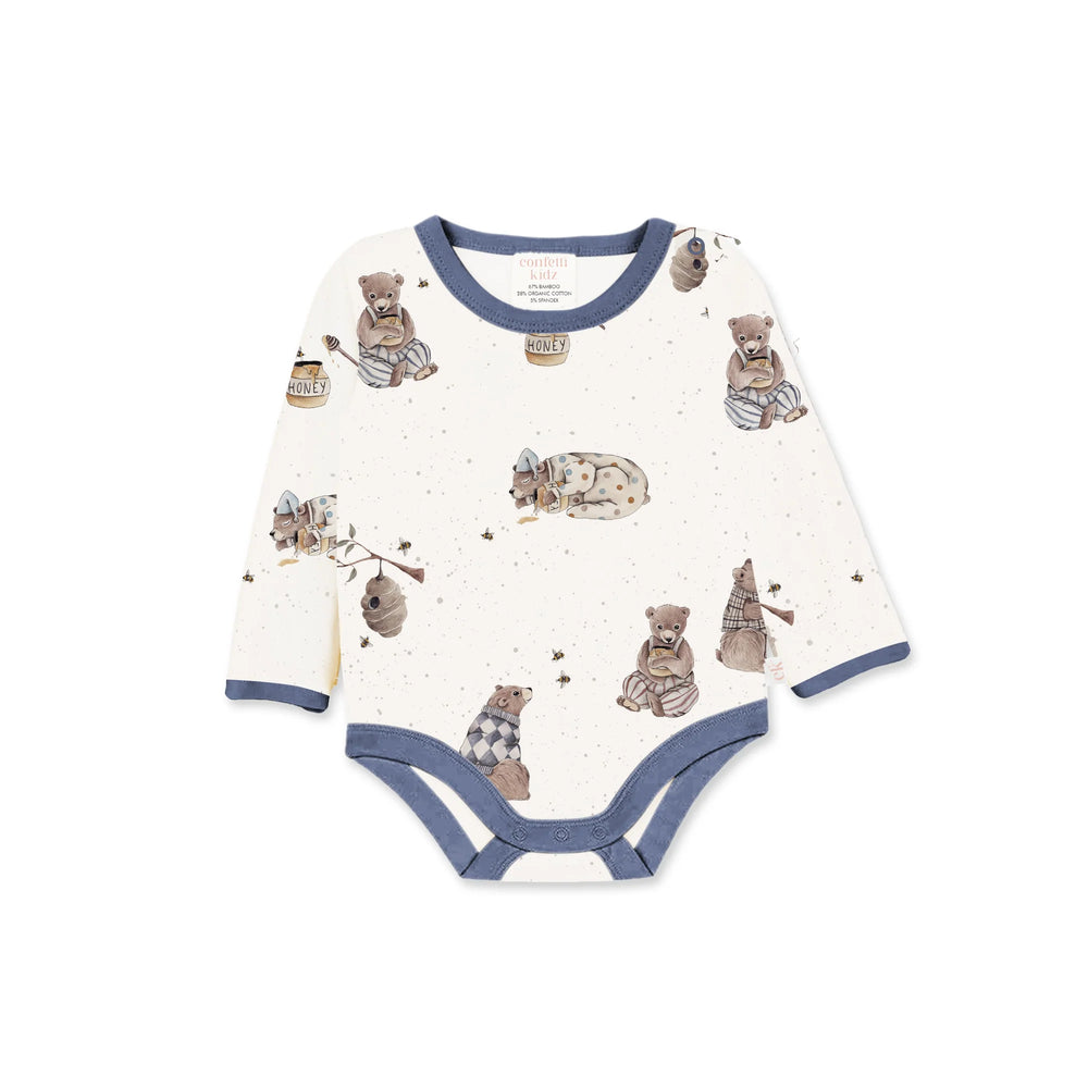 Long Sleeve Bodysuit - Honey Bears - Confetti Kidz - DISCOUNTED