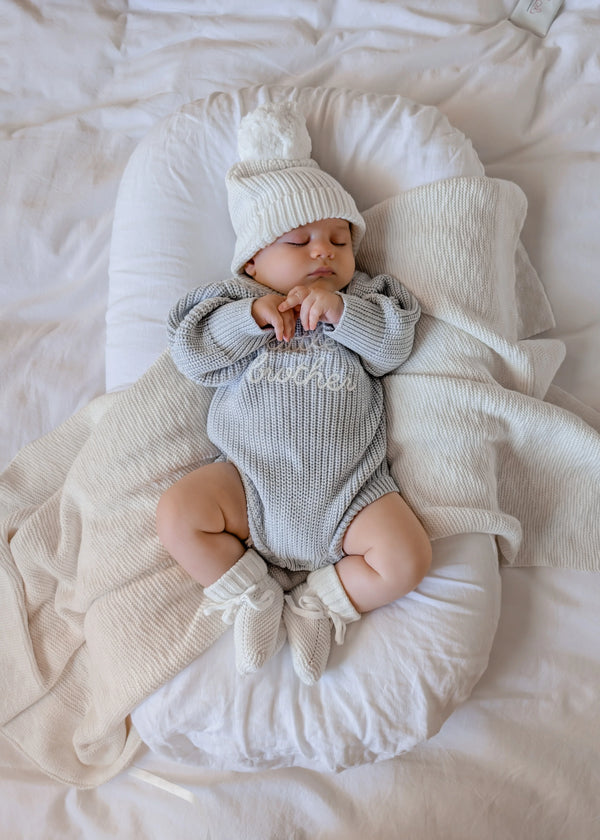 Little Brother - Long Sleeve Knit Romper - Powder Blue - Blossom & Pear