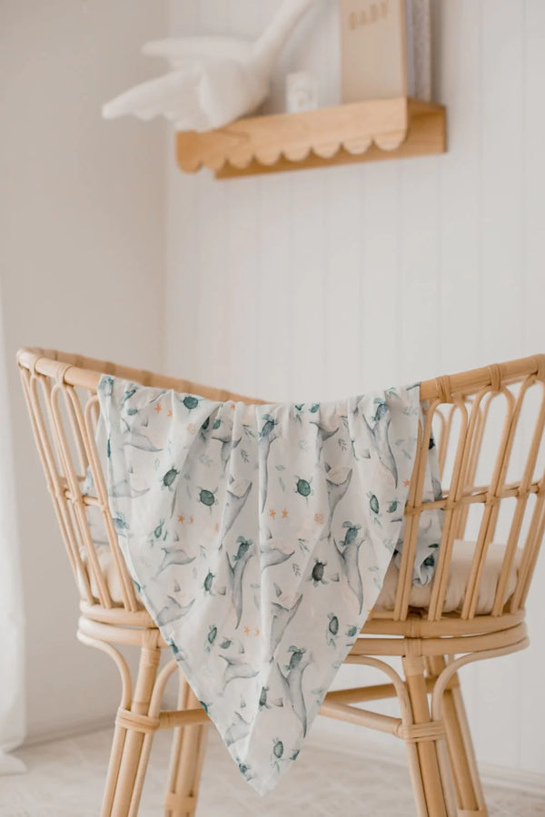 Bamboo Cotton Muslin Swaddle | Turtle Bay - Bambella Designs