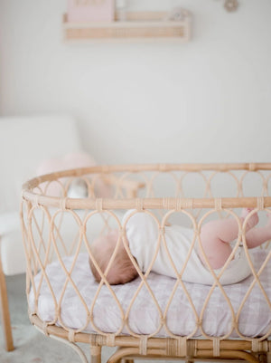 Waterproof Bassinet Sheet | Blush Gingham - Bambella Designs