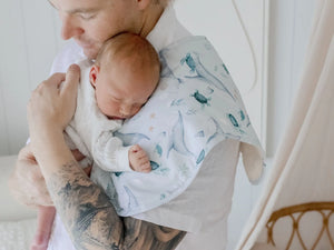 Burp Cloth - 2 pack -Turtle Bay & Dusty Sky Blue - Bambella Designs