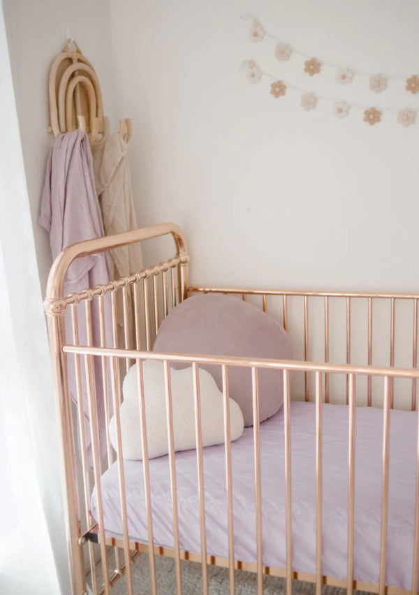 Waterproof Cot Sheet & Mattress Protector - Lavender Haze - Bambella Designs