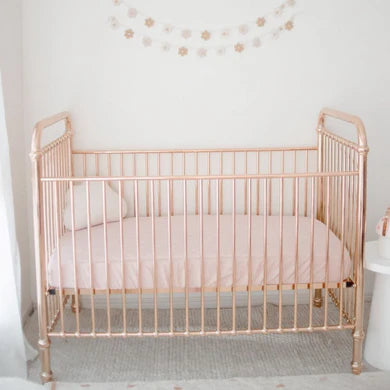 Waterproof Fitted Cot Sheet | Lullaby Pink - Bambella Designs