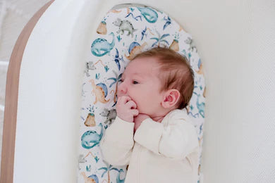 Small Oval/Moses/Snoo Fitted Waterproof Sheet | Wild Dinosaurs - Bambella Designs