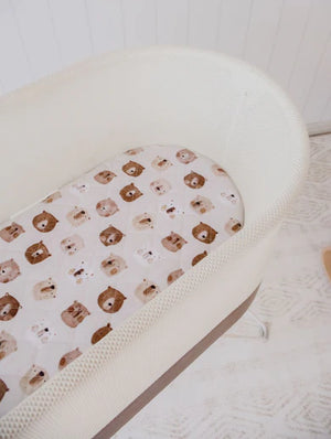 Small Oval/Moses/Snoo Fitted Waterproof Sheet | Bear in There - Bambella Designs