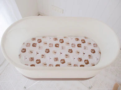Small Oval/Moses/Snoo Fitted Waterproof Sheet | Bear in There - Bambella Designs