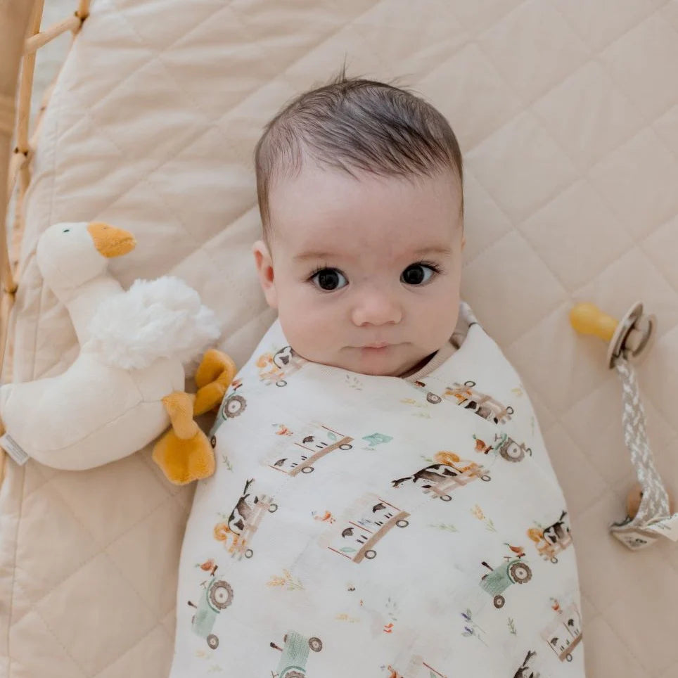 Bamboo Cotton Muslin Swaddle - Oakwood Farm - Bambella Designs