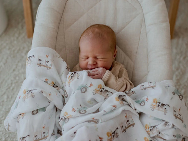 Bamboo Cotton Muslin Swaddle - Oakwood Farm - Bambella Designs