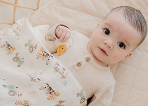 Bamboo Cotton Muslin Swaddle - Oakwood Farm - Bambella Designs